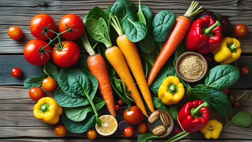 Anti-inflammatory foods arrangement photo - Alt text: "Anti-inflammatory foods for degenerative disc disease management"]
