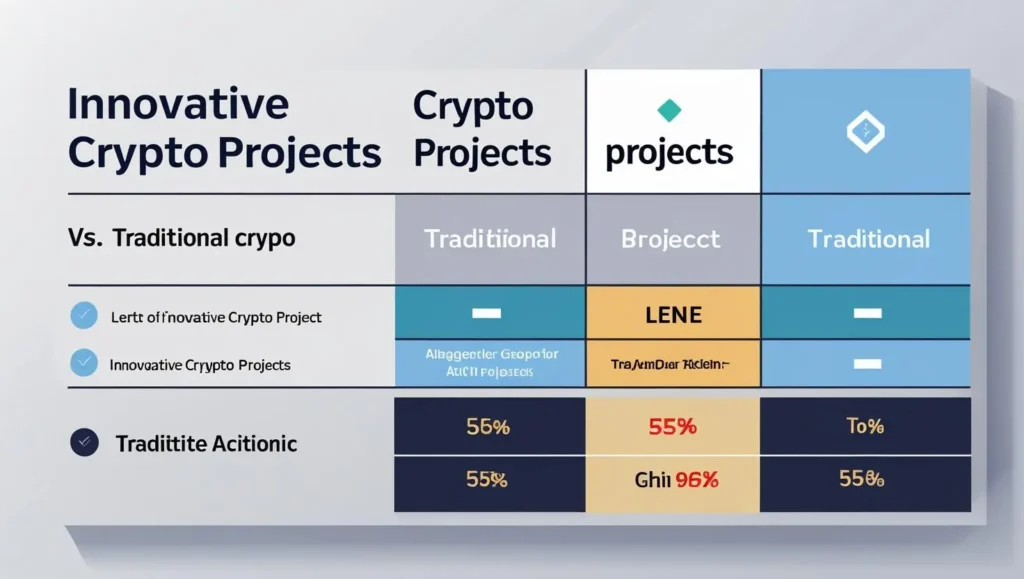 Comparison table visualization showing features vs. traditional crypto projects]