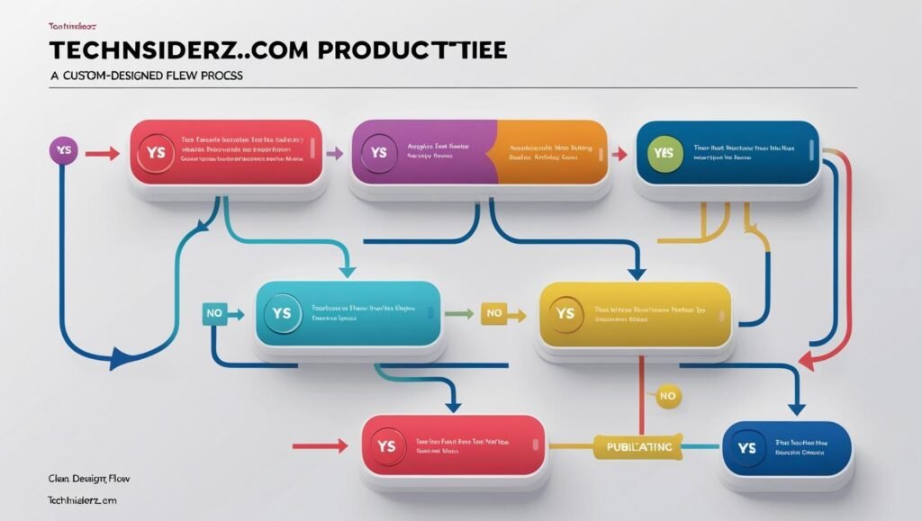Infographic showing TechInsiderz.com review process - Use custom-designed flowchart showing steps from product acquisition to final review publication