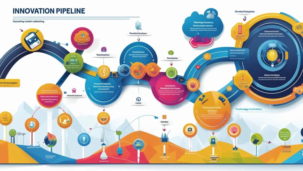 Innovation pipeline diagram showing upcoming features and technologies]