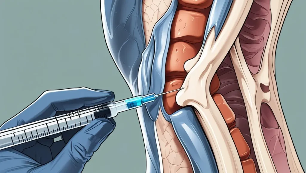 Medical procedure illustration of stem cell injection - Alt text: "Stem cell therapy procedure for degenerative disc disease treatment"]