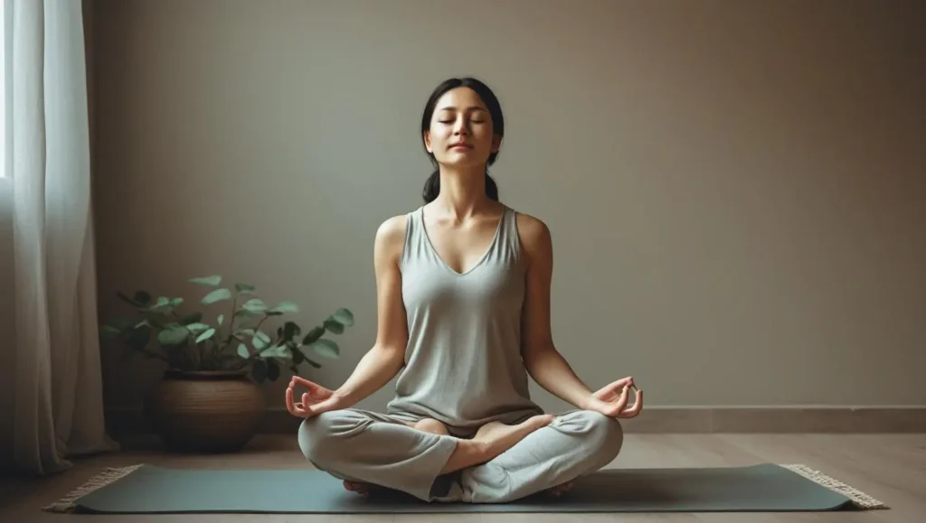 Meditation/mindfulness practice photo - Alt text: "Mental health support for degenerative disc disease recovery"]