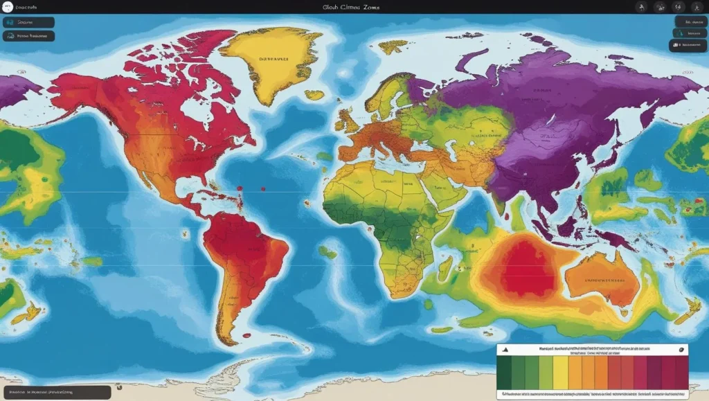 Interactive map showing climate zones, tree species distribution, and disease prevalence