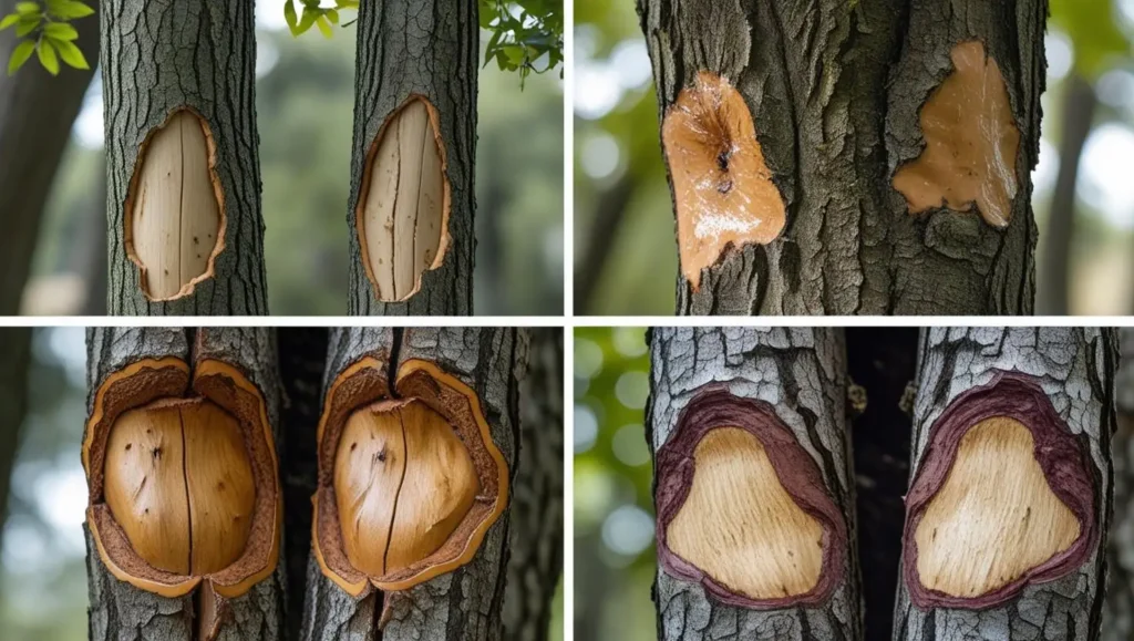 Should You Use Tree Wound Sealer Detailed before_after comparison photos showing wound healing with and without sealers over 6-24 months