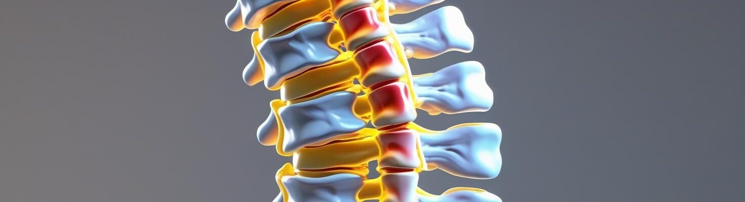 Degenerative disc disease spine diagram showing healthy vs damaged discs